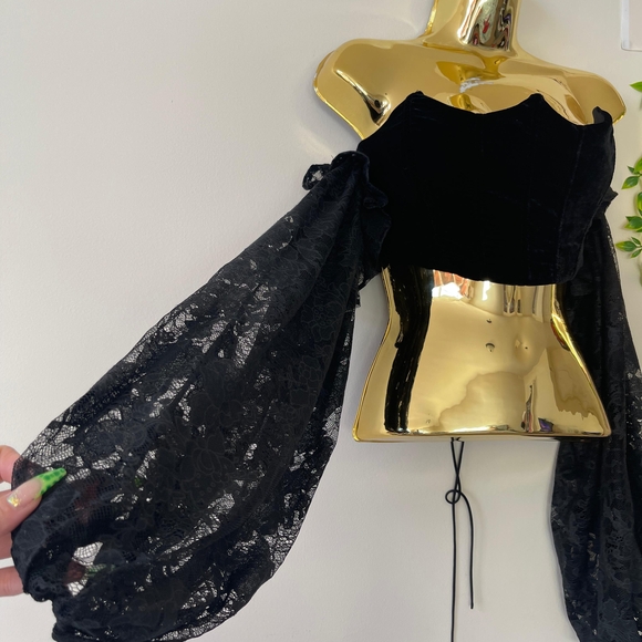 NWT For Love And Lemons Regina Velvet Corset (BLACK) - Picture 4 of 8